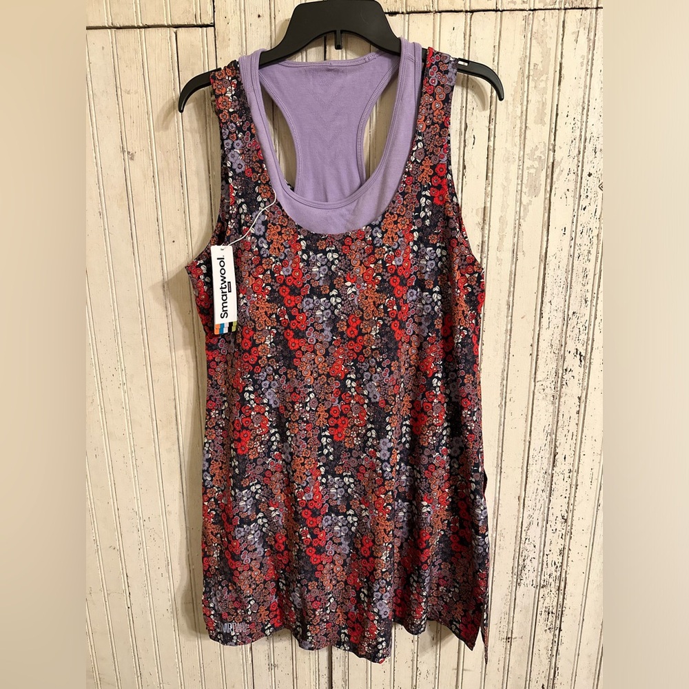 Smartwool Women Intraknit Active Dress Violet Meadow Print Medium